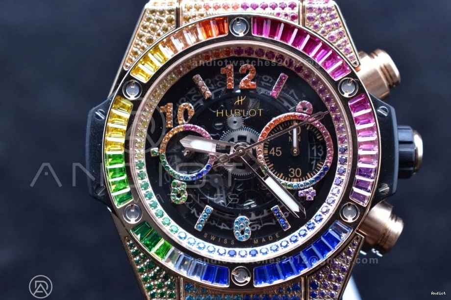 Rainbow Bang Gummy 1:1 Strap 45mm Big A1280 King Best Unico RG on Edition Rainbow ZF 0117